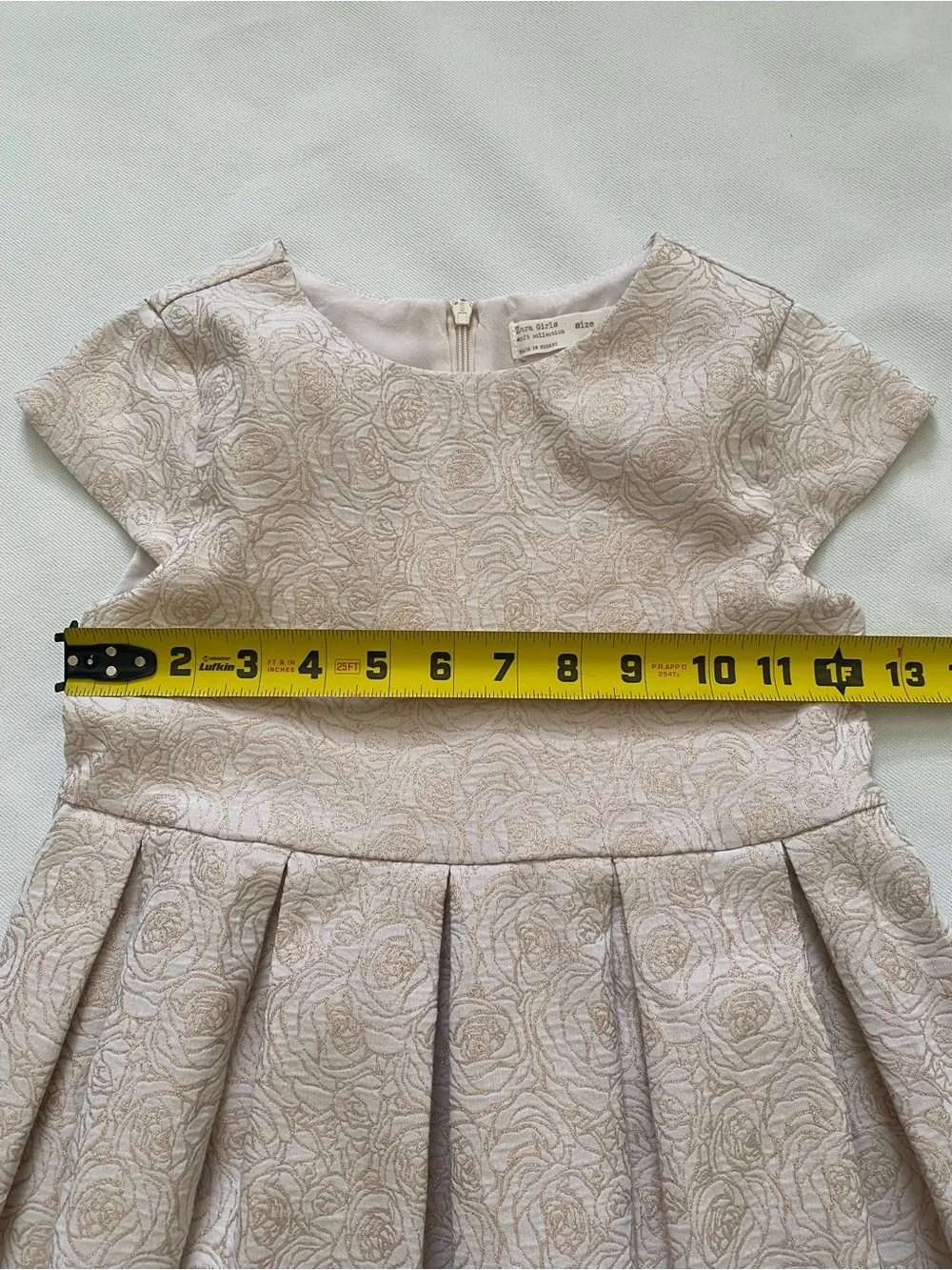 ZARA KIDS GIRLS 7  TAN PLEATED  CAP SLEEVE DRESS